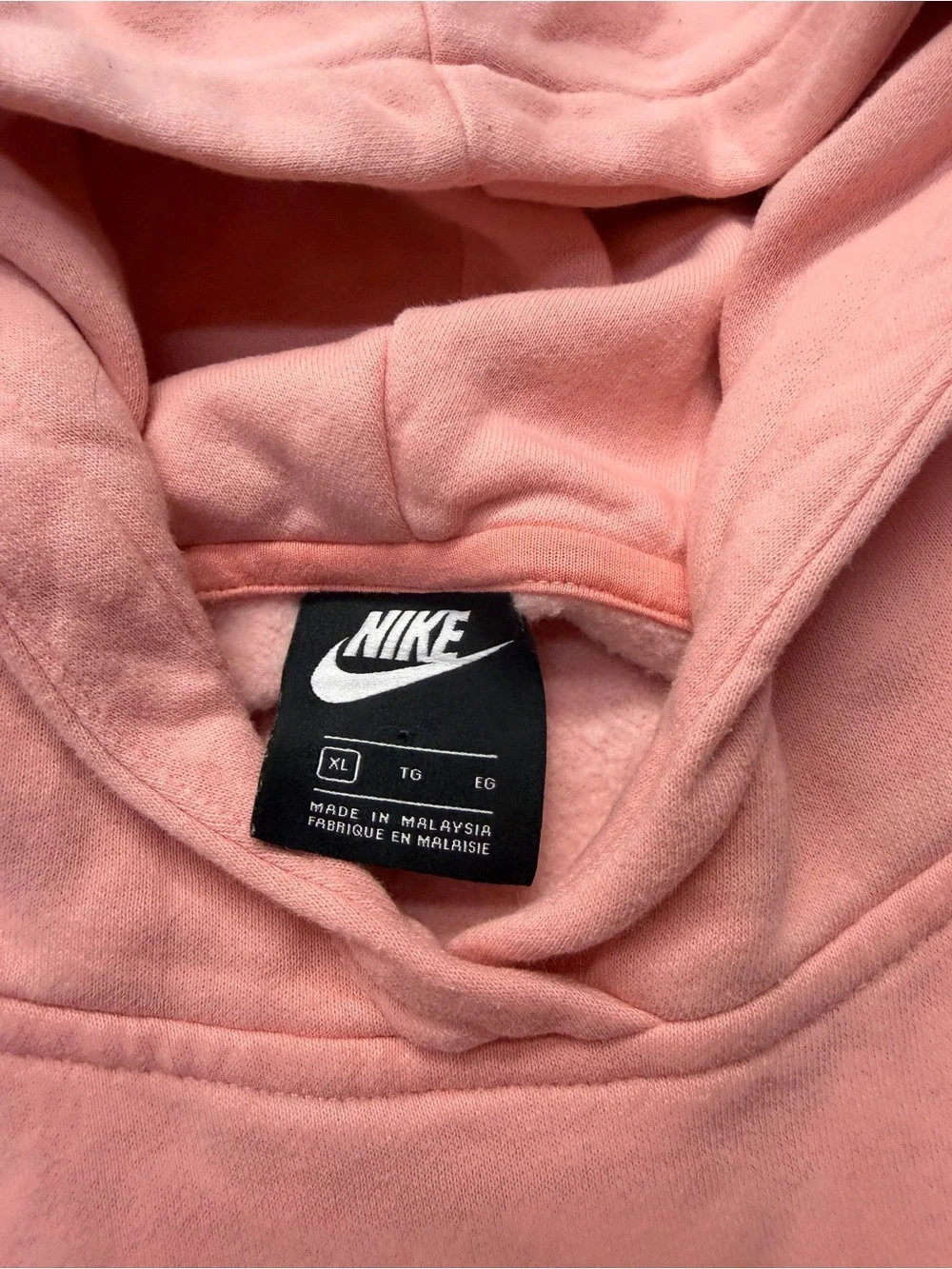 Nike Pink Cropped Hooded Pullover Sweatshirt Hoodie Foil Logo